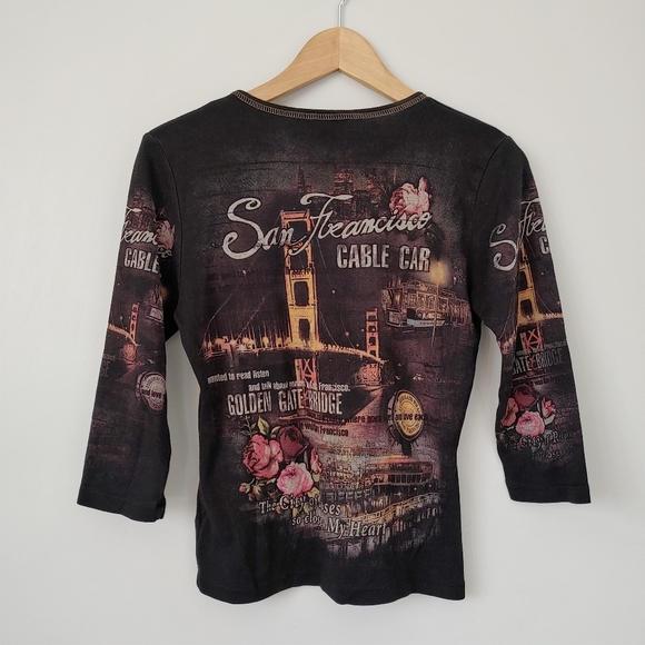 Y2k Bedazzled Graphic Tee Christopher & Banks Size Small - Picture 8 of 11